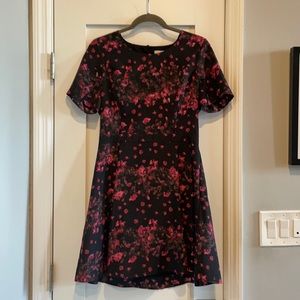 Jack (US8) black and magenta shirt sleeve dress with low back cutout